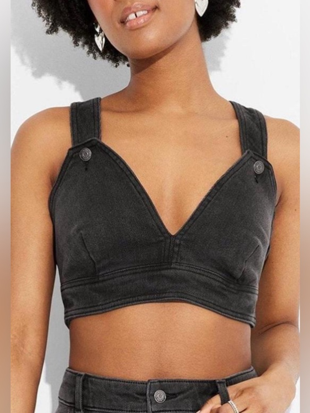 New wild fable Black Denim Crop Top Bralette Size M